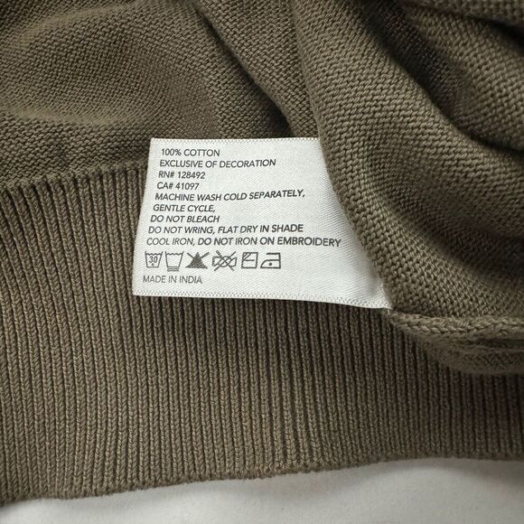 Greg Norman Green/Brown Knit V-Neck Long Sleeve Sweater Size XL Golf Cotton - Picture 9 of 12